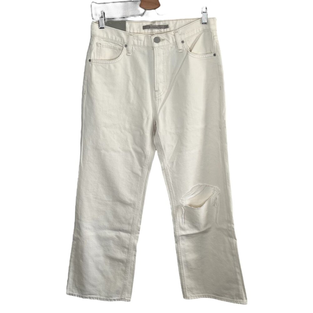 Hudson Rosie High-Rise Wide Leg Ankle Jeans Size 27 Ecru White Denim